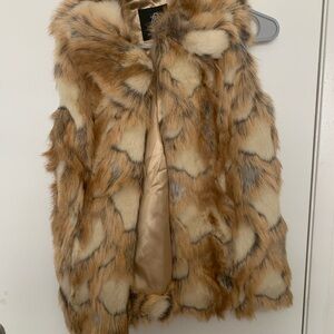Rachel Zoe Faux Fur Vest in Tan and Cream